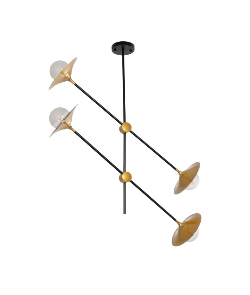 GLOBOSTAR® JOLIET 999-0044 Μοντέρνο Φωτιστικό Οροφής με Ντουί 4 x G9 AC 220-240V IP20 - Μαύρο & Χρυσό - Μ93 x Π20 x Υ106cm